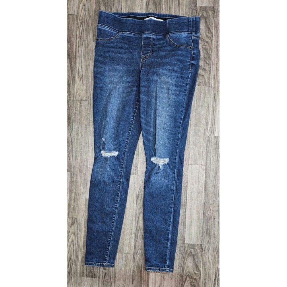 (3/$35) Old Navy Size 6 Rockstar Skinny Pull On Distressed Blue Jeans Jeggings